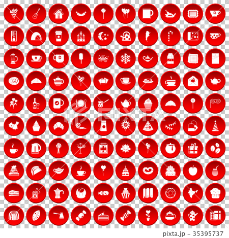 100 tea party icons set red 100 tea party icons set red 35395737