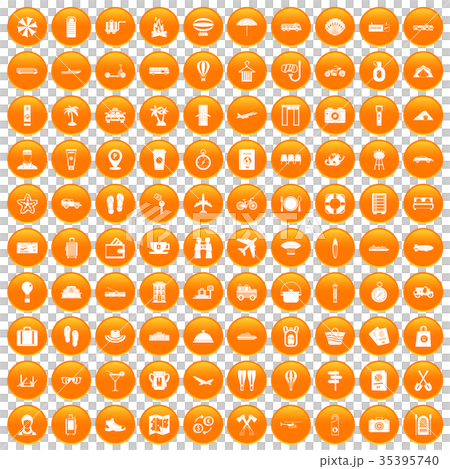 100 travel time icons set orange 100 travel time icons set orange 35395740