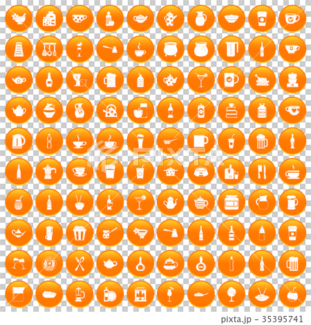 100 utensil icons set orange 100 utensil icons set orange 35395741