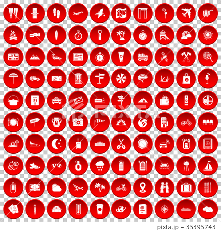 100 tourist trip icons set red 100 tourist trip icons set red 35395743