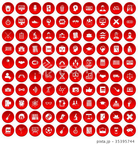 100 student icons set red 35395744