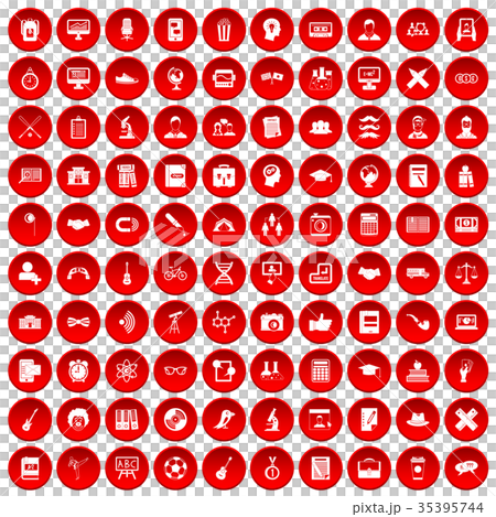 100 student icons set red 35395744