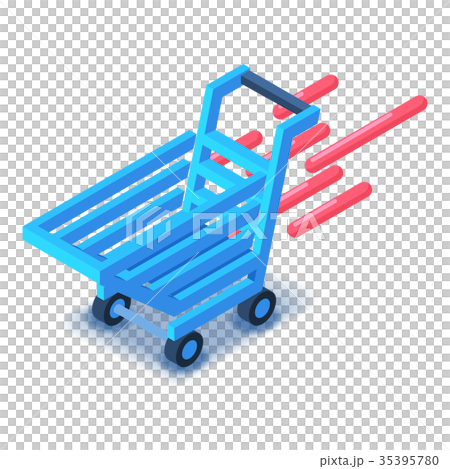 Shopping cart in motion icon, isometric style 35395780