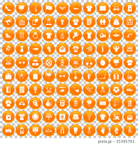 100 t-shirt icons set orange 35395781