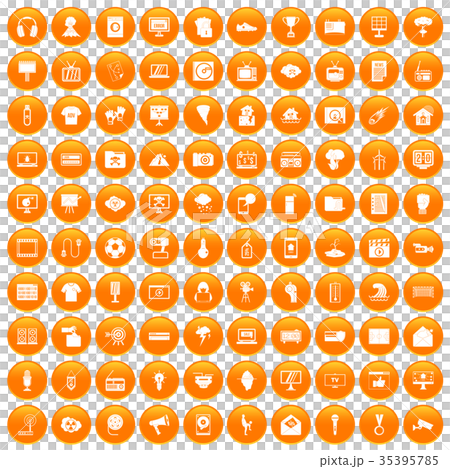 100 TV icons set orange 100 TV icons set orange 35395785