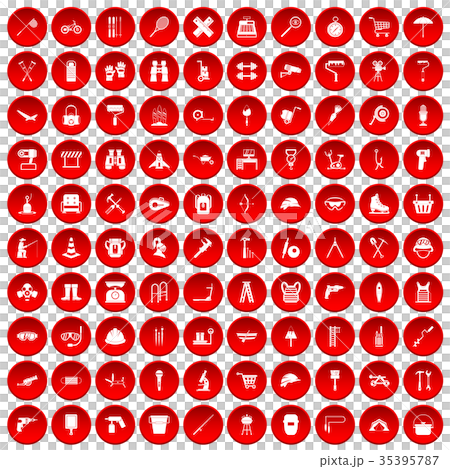 100 tackle icons set red 100 tackle icons set red 35395787