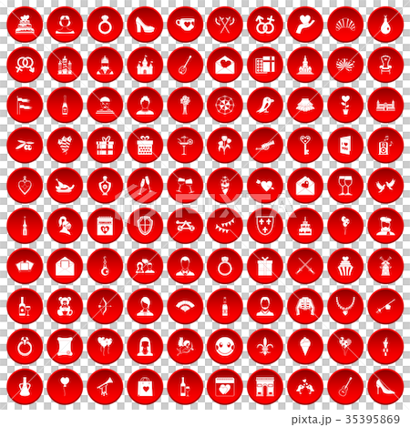 100 valentine day icons set red 35395869