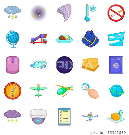 Departure icons set, cartoon style Departure icons set, cartoon style 35395870