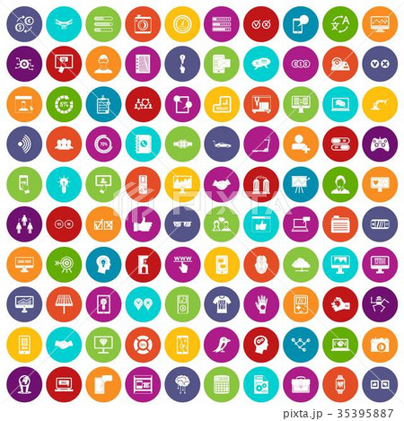 100 interface icons set color 35395887