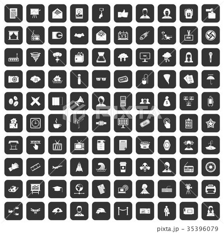 100 journalist icons set black 35396079