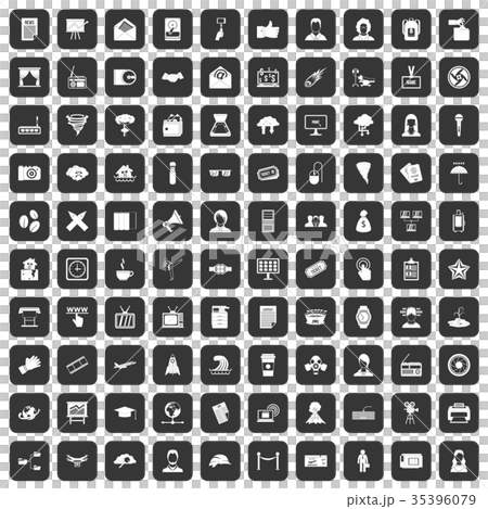 100 journalist icons set black 35396079