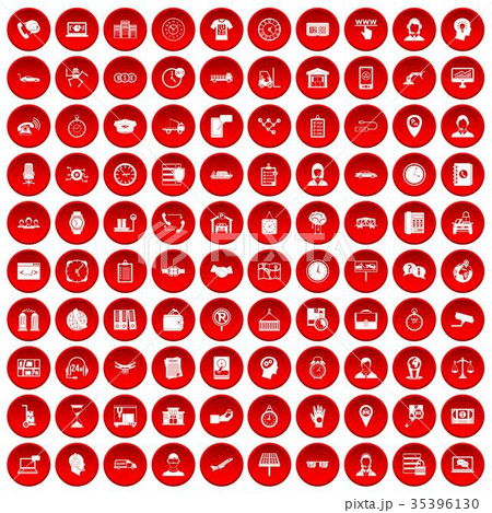 100 working hours icons set red 100 working hours icons set red 35396130