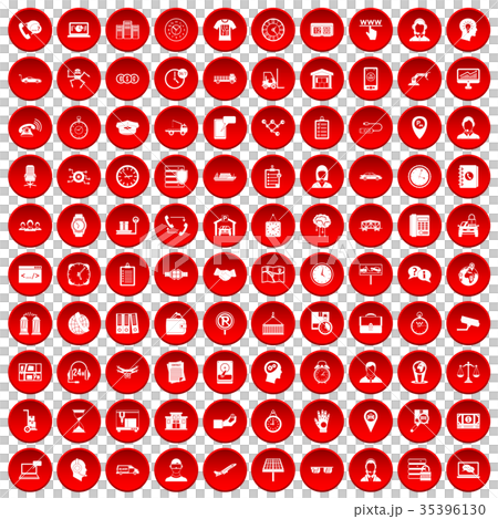 100 working hours icons set red 100 working hours icons set red 35396130