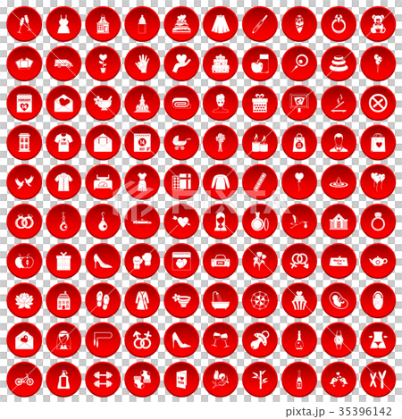 100 woman happy icons set red 35396142