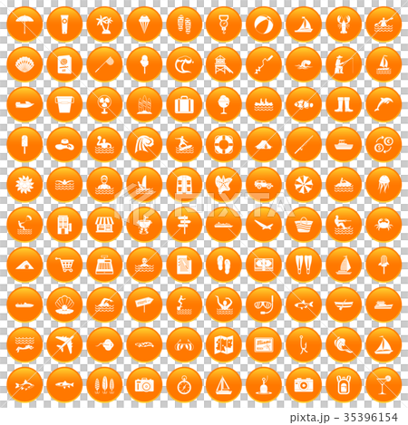 100 water recreation icons set orange 100 water recreation icons set orange 35396154