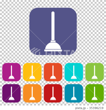 Toilet plunger icons set 35396219