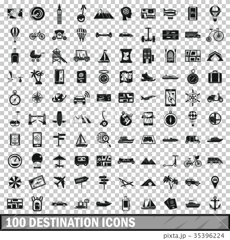 100 destination icons set, simple style 35396224