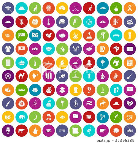 100 landmarks icons set color 35396239