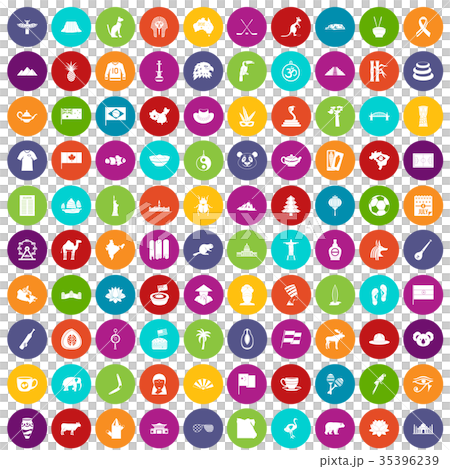 100 landmarks icons set color 35396239