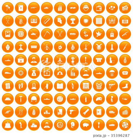 100 war crimes icons set orange 100 war crimes icons set orange 35396287