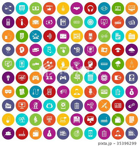 100 IT business icons set color 35396299