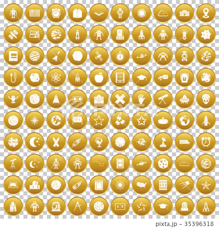 100 astronomy icons set gold 35396318