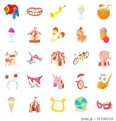 Circus performance icons set, cartoon style 35396339