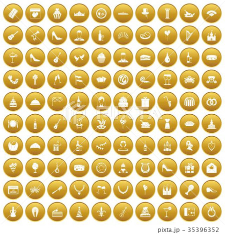 100 banquet icons set gold 35396352