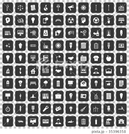 100 lamp icons set black 35396358