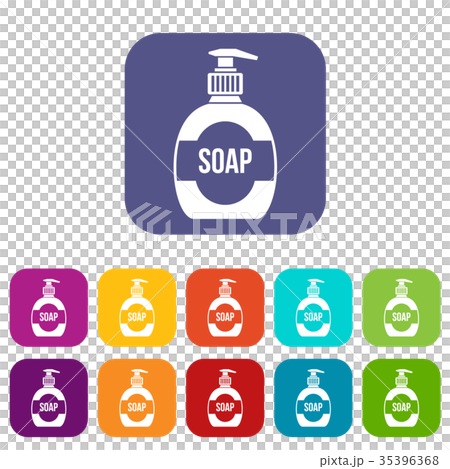 Bottle of liquid soap icons setのイラスト素材 [35396368] - PIXTA