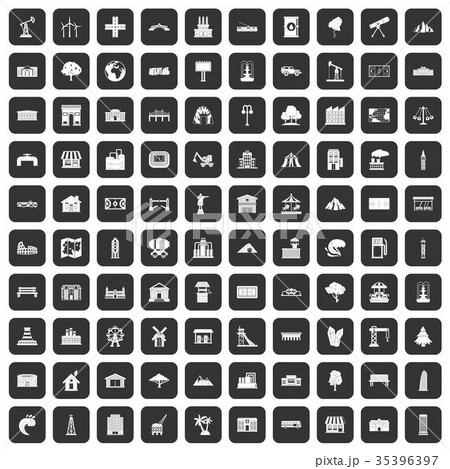 100 landscape element icons set black 100 landscape element icons set black 35396397