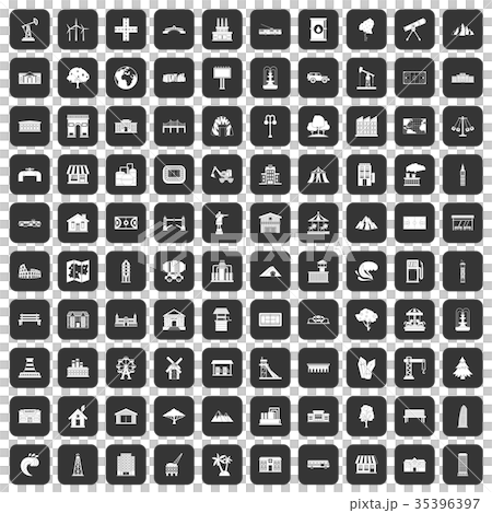 100 landscape element icons set black 100 landscape element icons set black 35396397