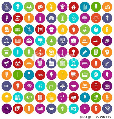 100 lamp icons set color 35396445