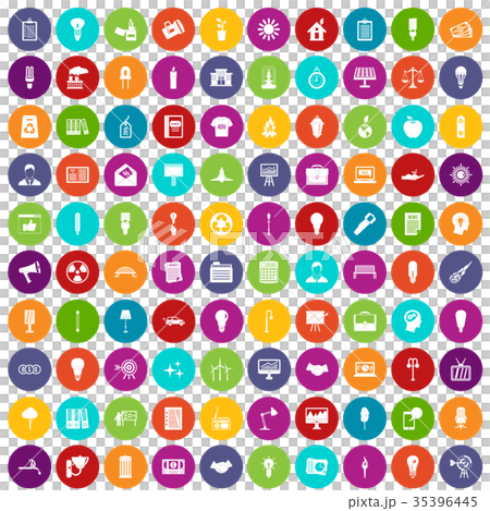 100 lamp icons set color 35396445