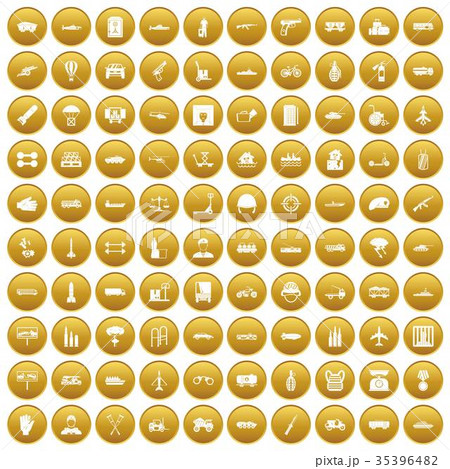 100 burden icons set gold 35396482