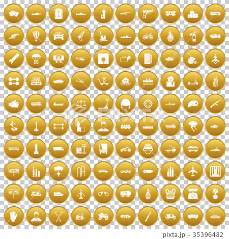 100 burden icons set gold 35396482