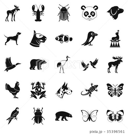 Forest animals icons set, simple style Forest animals icons set, simple style 35396561