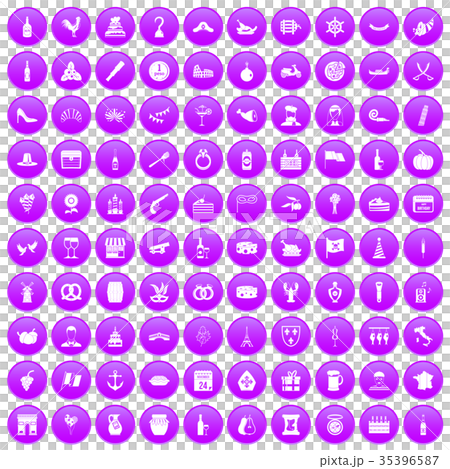 100 alcohol icons set purple 35396587