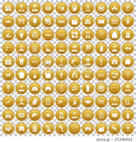 100 favorite work icons set gold 100 favorite work icons set gold 35396682