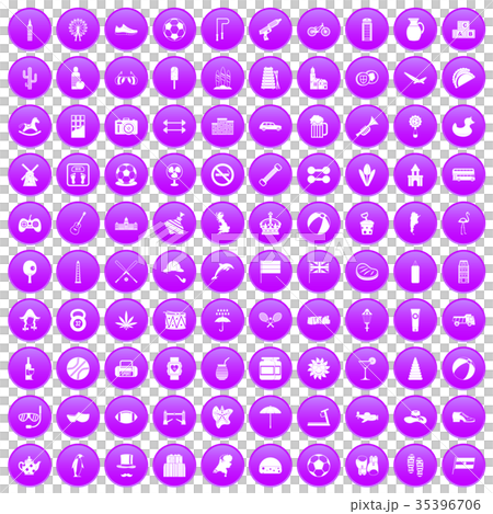 100 ball icons set purple 35396706