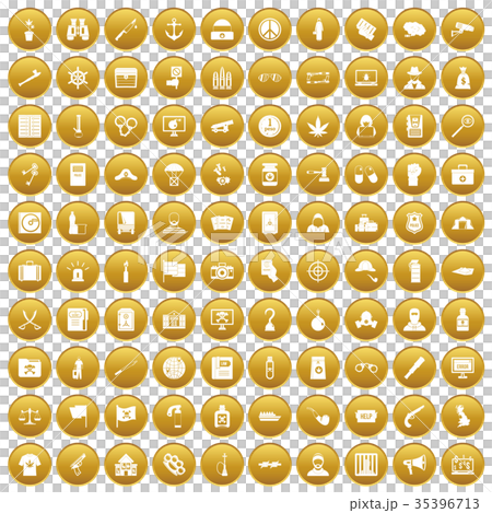 100 crime investigation icons set gold 35396713