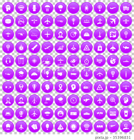 100 aviation icons set purple 100 aviation icons set purple 35396831