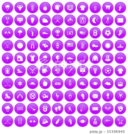 100 baseball icons set purple 35396940