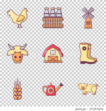 Village farm icons set, flat style - Stock Illustration [35397056] - PIXTA