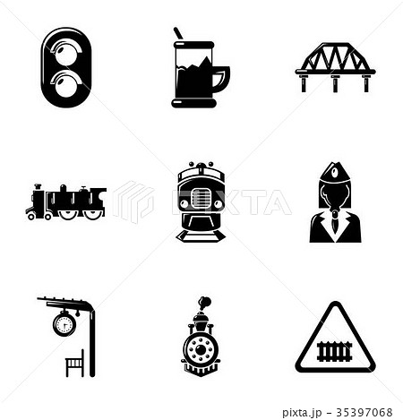 Railway steward icons set, simple style 35397068