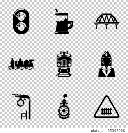 Railway steward icons set, simple style 35397068