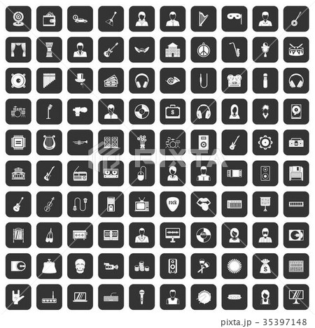 100 music icons set black 35397148