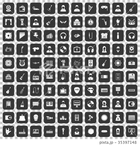 100 music icons set black 35397148