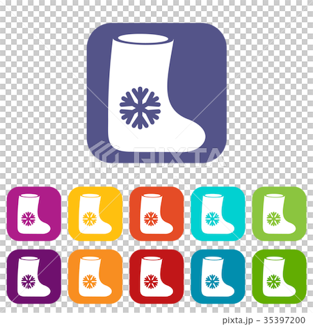 Felt boots icons set Felt boots icons set 35397200