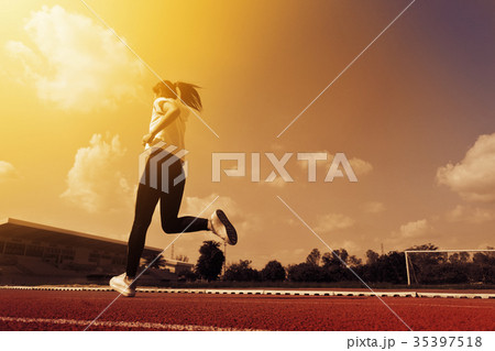 Beautiful girl is running for health. 35397518